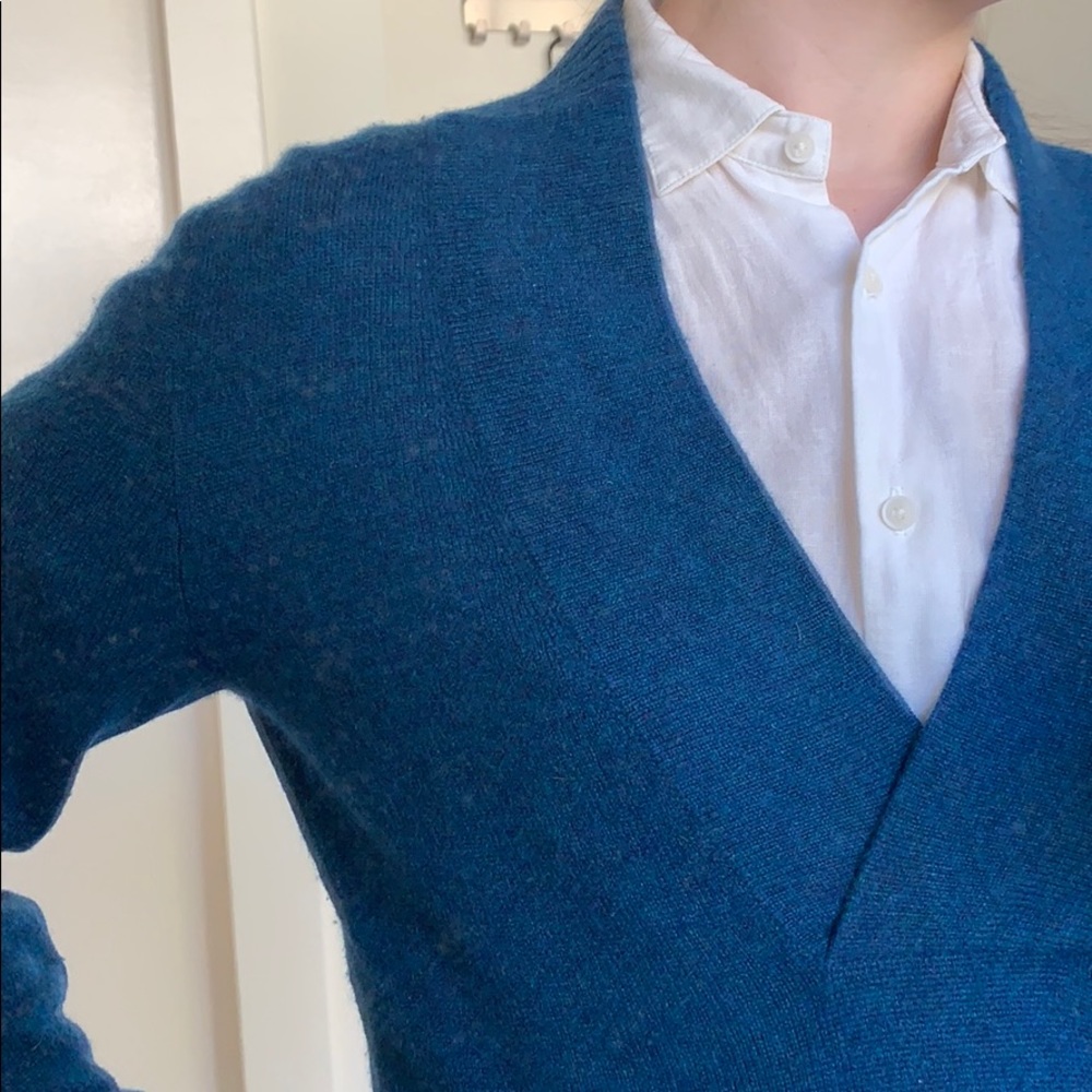 J Crew 100% cashmere sweater deep teal blue